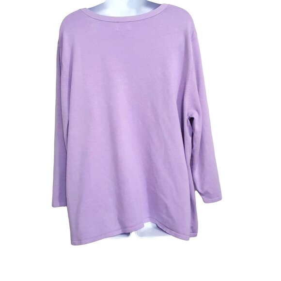 Apt 9 Womens Blouse Stretch Knit Top 3X Purple 3/4 Sleeve - Picture 3 of 9